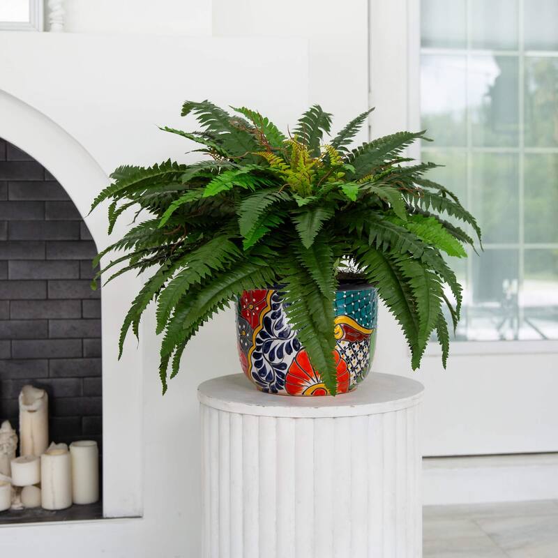 Double Boston Fern Artificial Potted Plant - 32" - Green