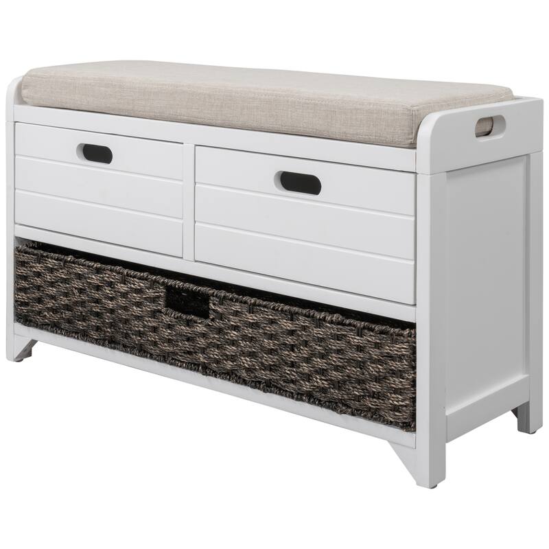 Storage Bench with Removable Basket and Drawers