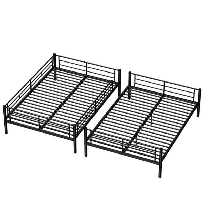 Bunk Bed Frame with Ladder and Guardrail, White Black Optional