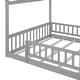 preview thumbnail 18 of 25, Wooden Full Size House Bed with Enclosed Play Space and Fence Design