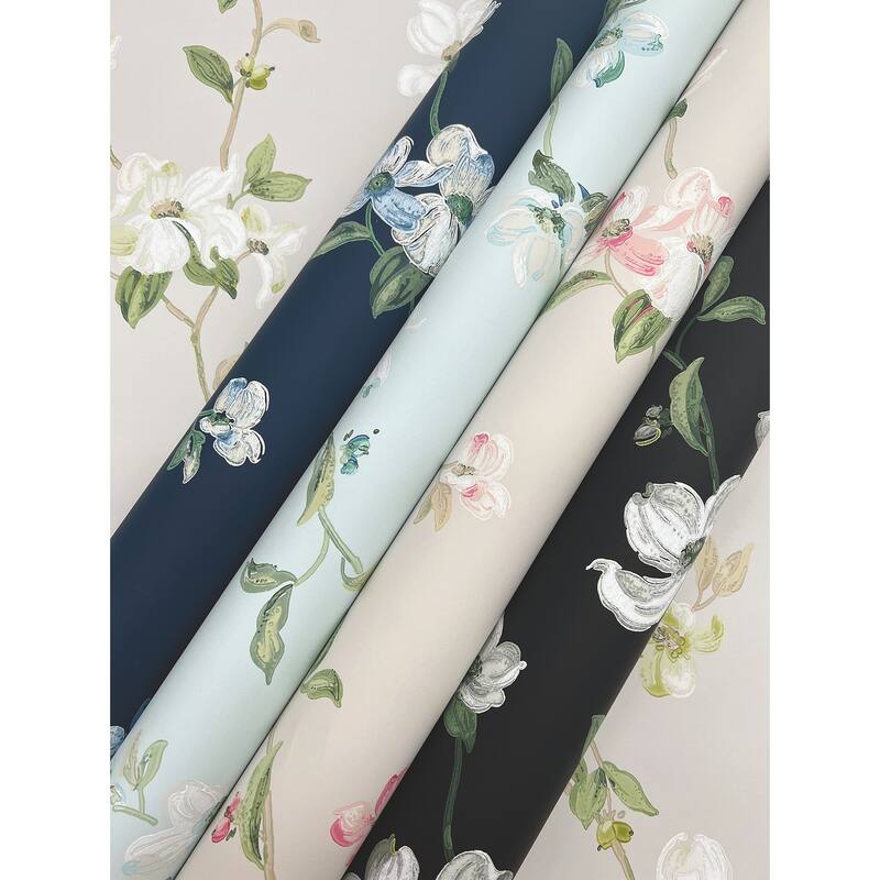 York Wallcoverings Dogwood Navy Wallpaper