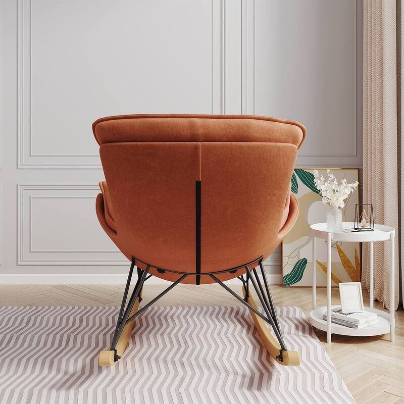 43.30 "W Modern Velvet Upholstered Sliding Rocking Chair with Removable Washable Seat Cushion