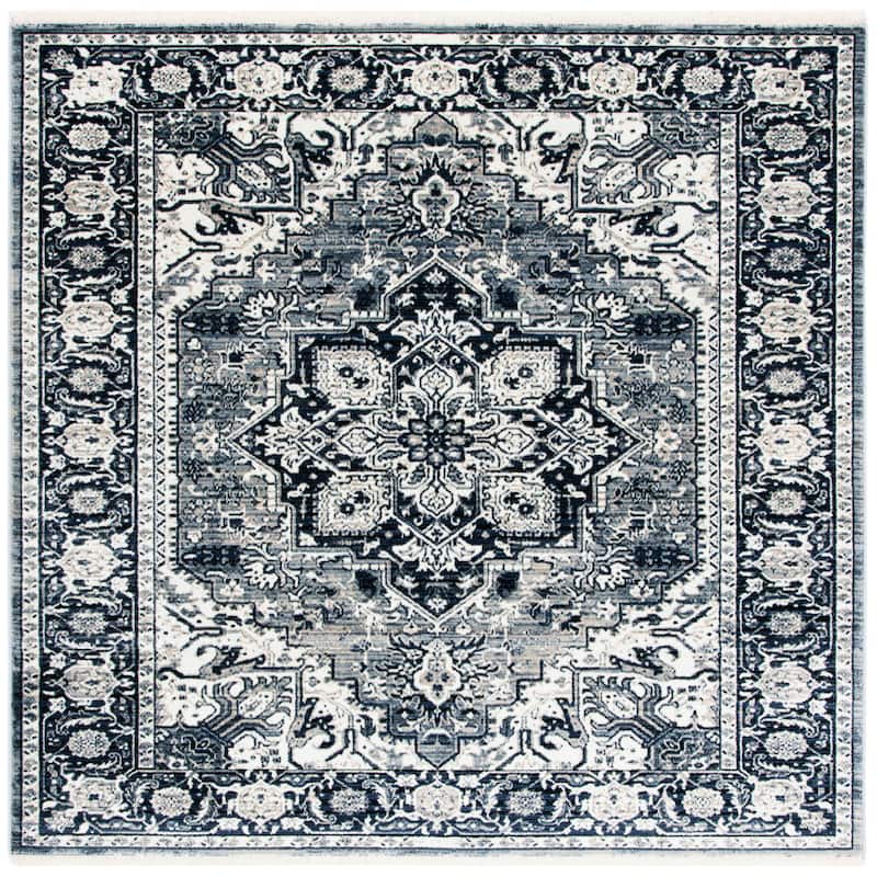 SAFAVIEH Herat Jeanna Traditional Rug - 6'7" Square - Navy/Ivory