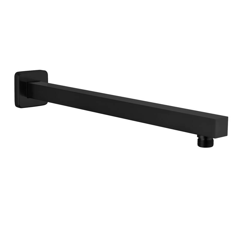 16 Inches Shower Extension Arm Universal Shower Straight Wall-Mounted Shower Arm with Flange for Bathroom Rainfall Showerhead - Matte Black