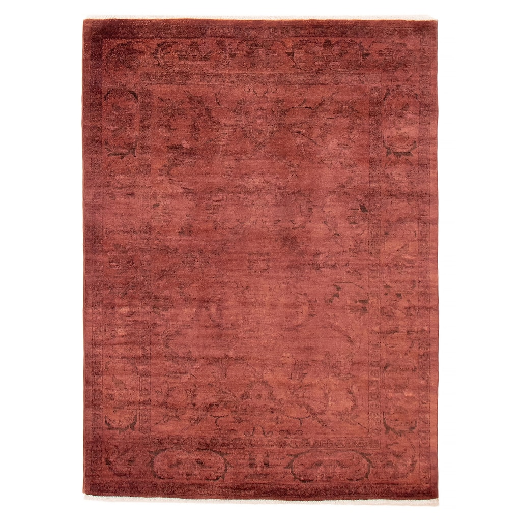 ECARPETGALLERY Hand-knotted Vibrance Dark Coral Wool Rug - 4'9 x 6'5
