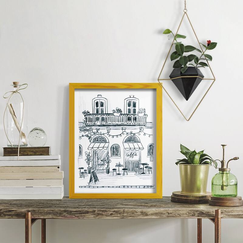 Italian Street Sketch II -Framed Print w/glass-Cherry Red