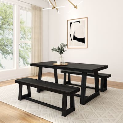 Plank and Beam 72" Classic Dining Table and Benches Set