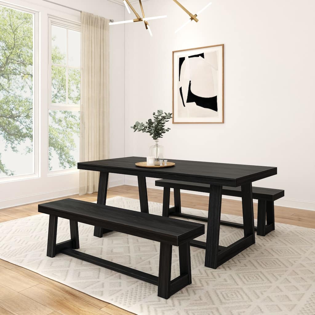 Plank and Beam 72" Classic Dining Table and Benches Set