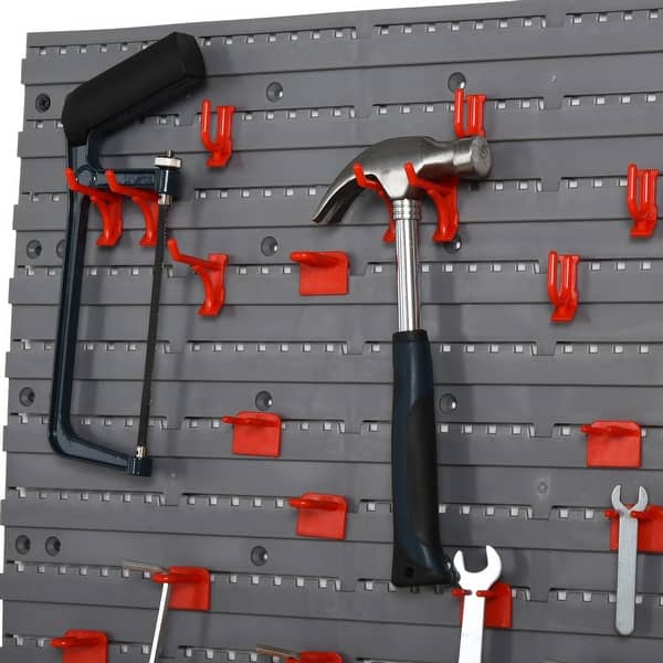 Durhand 54 Piece Pegboard And Shelf Tool Organizer Wall Mounted Diy Garage Storage With 50 Hooks Overstock 32166551