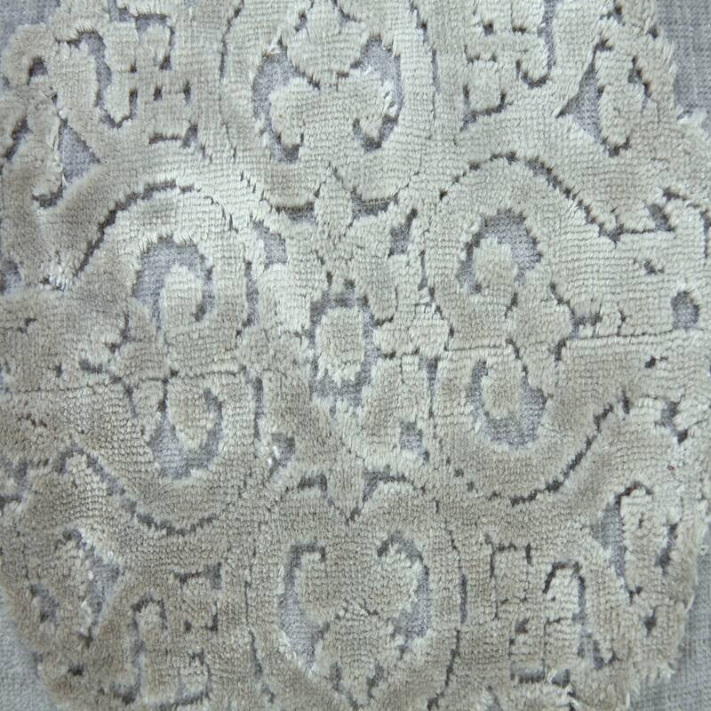 Sevita Silver Gray Traditional Textured Medallion Throw Pillow