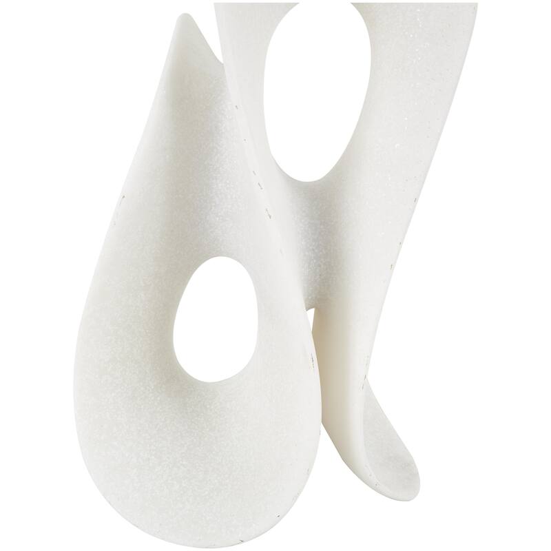 Polystone Abstract Wavy Shaped Decorative Sculpture with Cutouts and Speckled Texturing - White - Roche River Decor