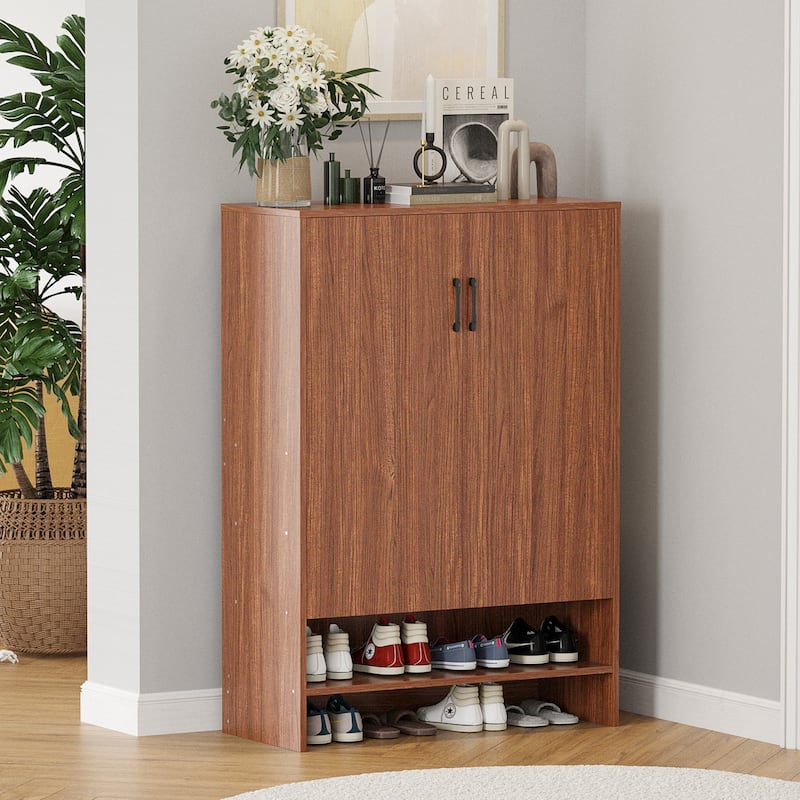 Shoe Cabinet with Doors, 7 Tier 28 Pairs Shoe Cabinet Storage for Entryway, Hidden Narrow Shoe Cabinets