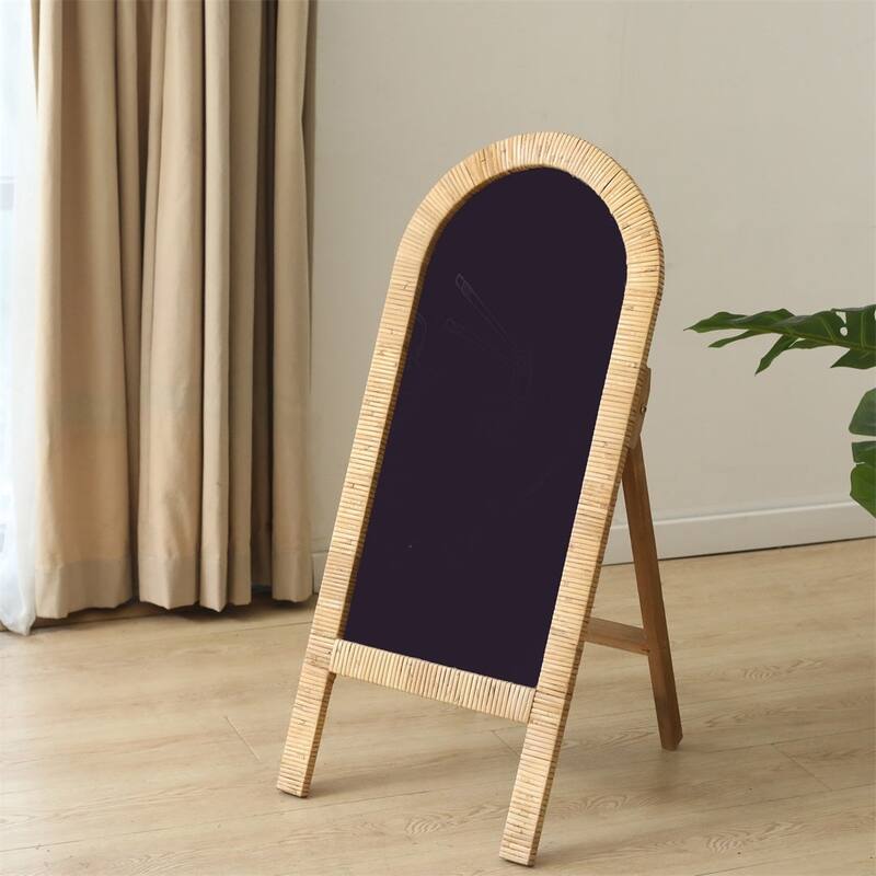 Roussilon Curved Rattan Wrapped Standing Chalkboard