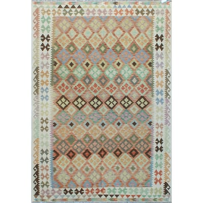 Sun Faded Flatweave Meruert Rust/Ivory Rug - 6'6" x 9'8"