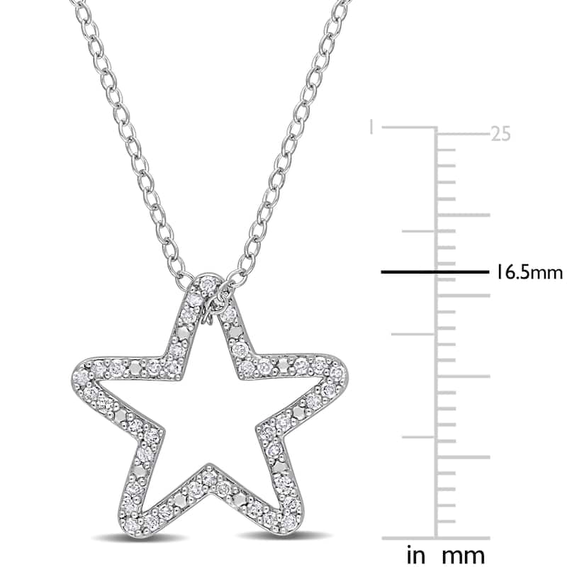 Miadora 1/5ct TDW Diamond Star Necklace in Sterling Silver