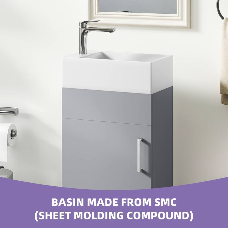 Moasis 15.7 Inch Freestanding Bathroom Vanity with Cabinet Storage and Modern Design