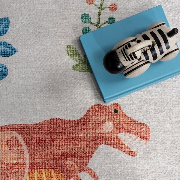 Nuloom Pavani Dinosaur SplashGuard Machine Washable Kids Area Rug