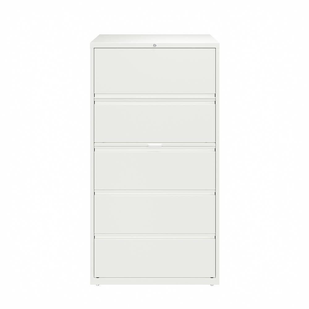 Hirsh 36-in Wide HL10000 Series 5 Drawer Lateral File Cabinet with Posting Shelf and Roll-Out Binder Storage, White