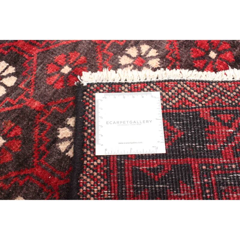 ECARPETGALLERY Hand-knotted Baluch Dark Brown Wool Rug - 2'8 x 5'5