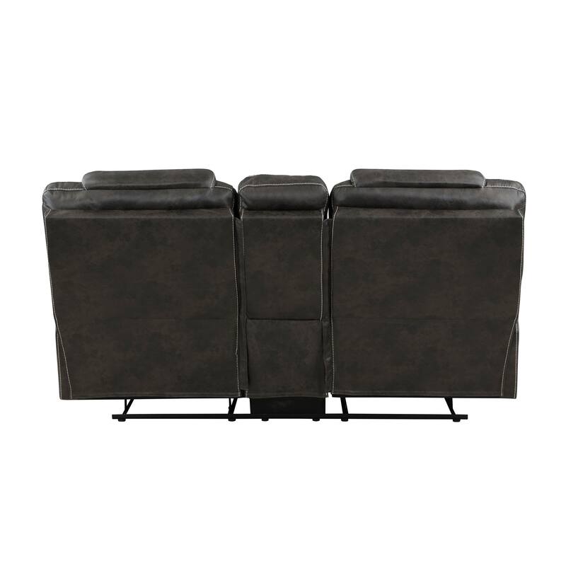 Lily 75 Inch Double Manual Recliner Loveseat, Cupholders, Brown Microfiber