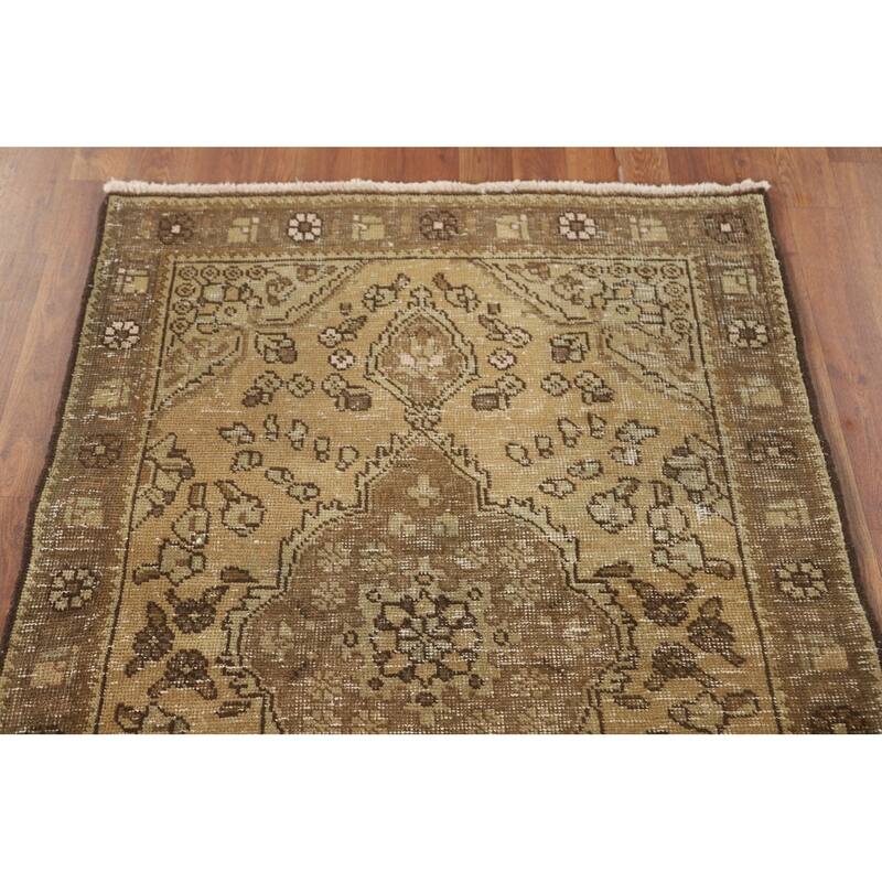Hand Knotted Oriental 100% Wool Carpet Traditional Medallion Yellow & Gold Tabriz Area Rug - 4' 8'' X 3' 3''
