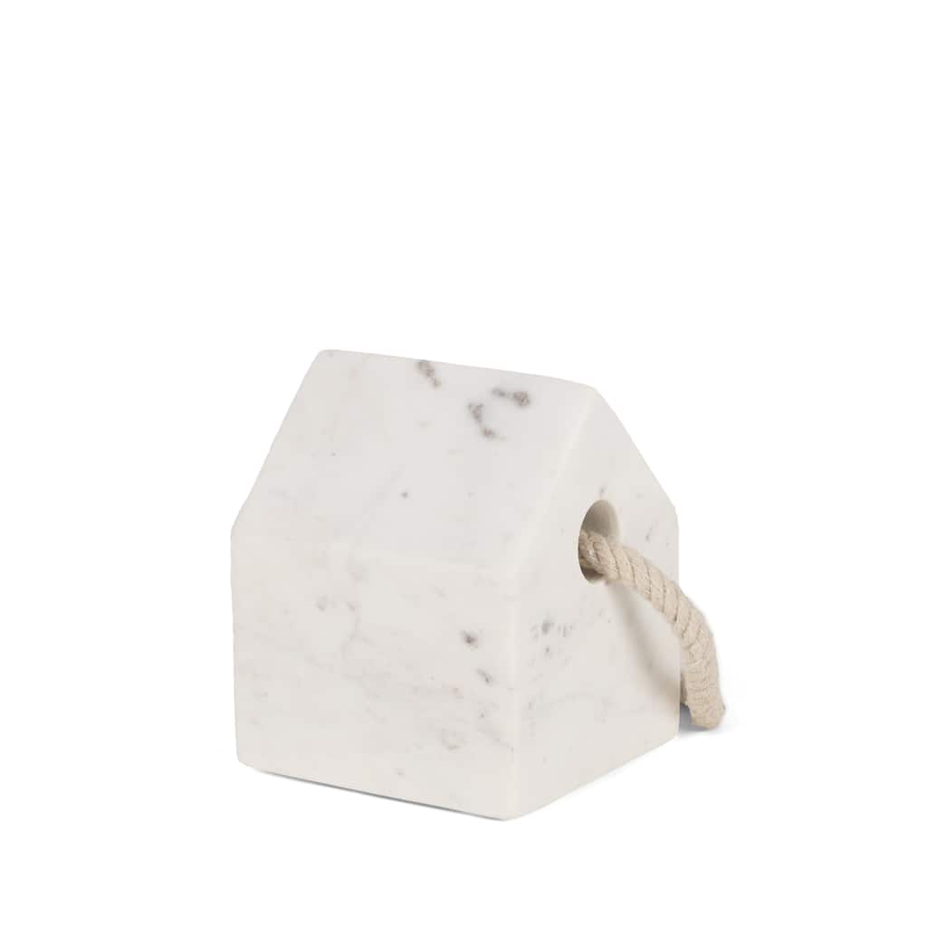 Raena White Marble House Door Stopper - 4.0L x 4.0W x 4.8H