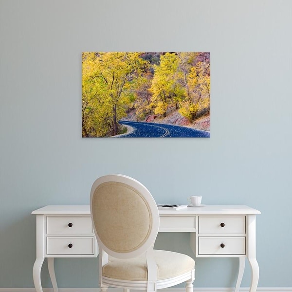 Easy Art Prints Chuck Haney's 'Roadway Covered With Autumn Leaves' Premium Canvas Art
