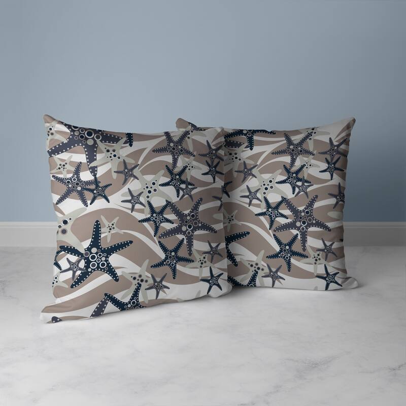 Starfish Sway Faux Suede Reversible Throw Pillow White and Gray