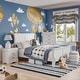 preview thumbnail 54 of 67, Furniture of America Mayday Modern Solid Wood 3-Piece Sleigh Bedroom Set White - Full