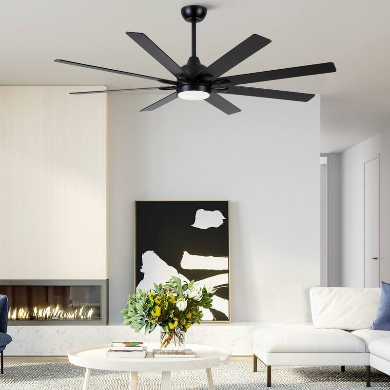 YUHAO 72 Inch Windmill Antique Black Industrial Wooden Large Ceiling Fans With LED Lights and Remote Control