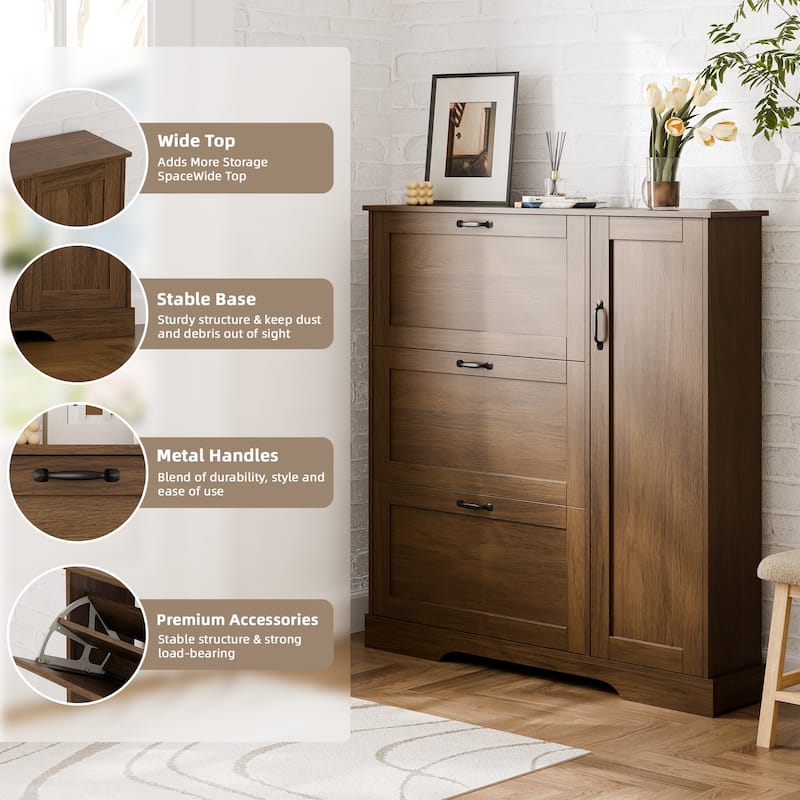 28 Pair Large Shoe Storage Cabinet with Adjustable Shelves - 48.8'' H X 46.9'' W X 10.2'' D