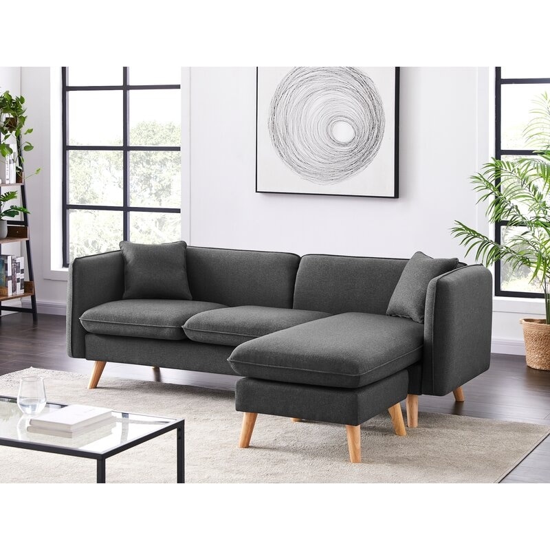 Reversible sofa and chaise with sales ottoman