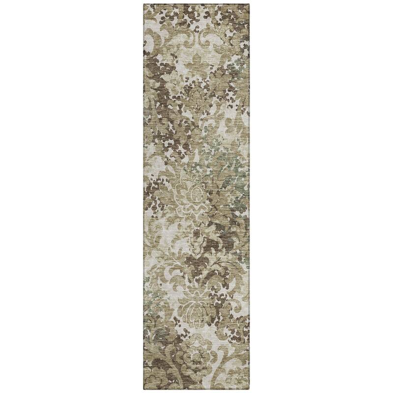 Machine Washable Indoor/ Outdoor Chantille Abstract Damask Rug