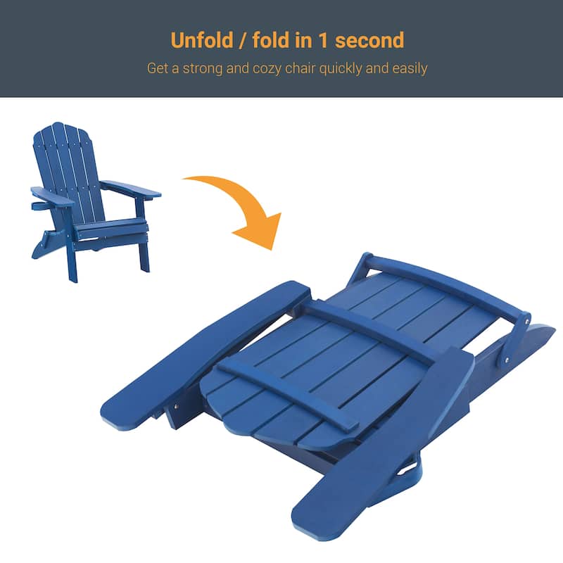LIVOOSUN Outdoor Folding Adirondack Chair w/Cup Holder Set of 2 or 4