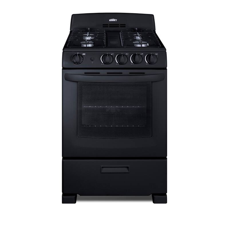 Summit RG2402 20" Wide 4 Burner Natural Gas Rangetop with Continuous - Black