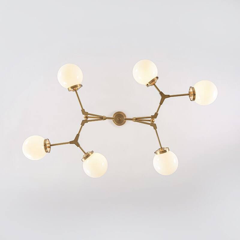 Mid-century Opal Glass Sputnik 6-Light Linear Chandelier - 47.2 in