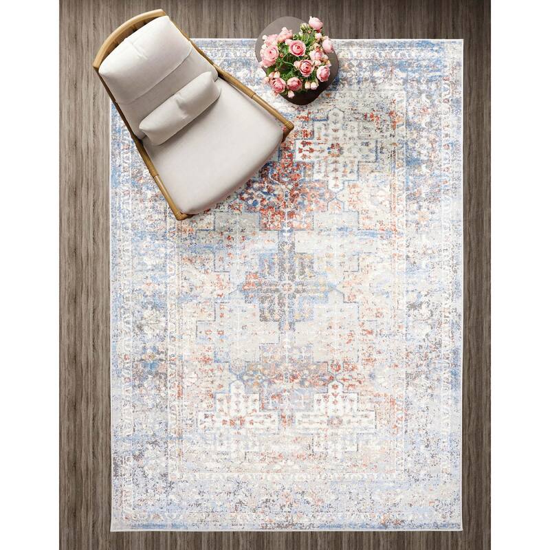 ECARPETGALLERY Machine Made Leila Ivory Area Rug