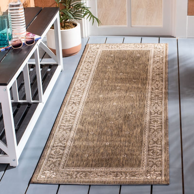 SAFAVIEH Courtyard Hendrina Indoor/ Outdoor Waterproof Patio Backyard Rug - 2'3" x 10' Runner - Brown/Natural