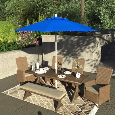 California Umbrella 9' Rd.Crank Lift, Collar Tilt, Aluminum Pole, Fiberglass Rib Patio Umbrella, White Finish, Sunbrella Fabric
