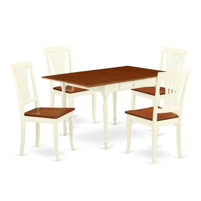 5-Piece Buttermilk and Cherry Solid Wood Top-Dining Room Set -Seats 4