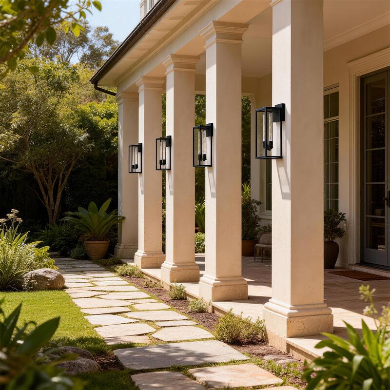 Large Medium Iron Rectangular Outdoor Wall Light - 4 pack - Large