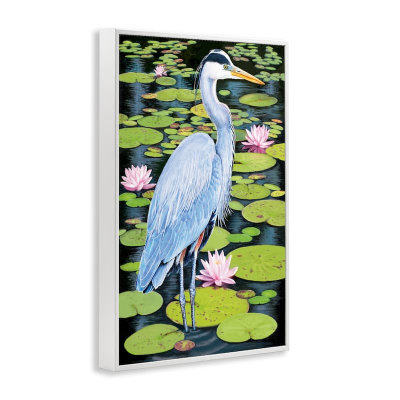 Stupell Heron Among Pond Lilies Framed Giclee Art Design By Rosiland Solomon
