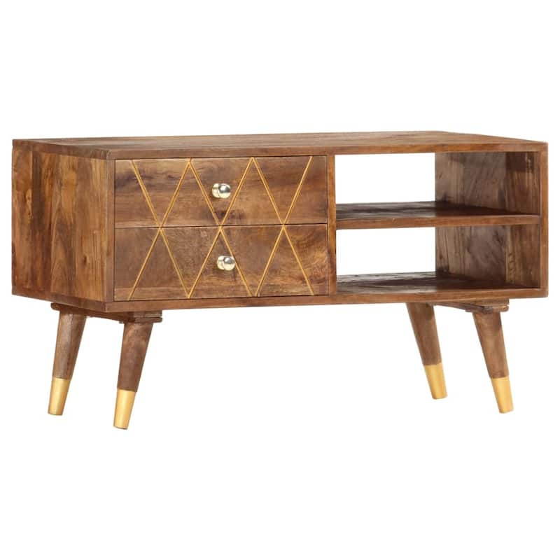 vidaXL TV Stand 33.5"x13.8"x18.5" Solid Wood Mango