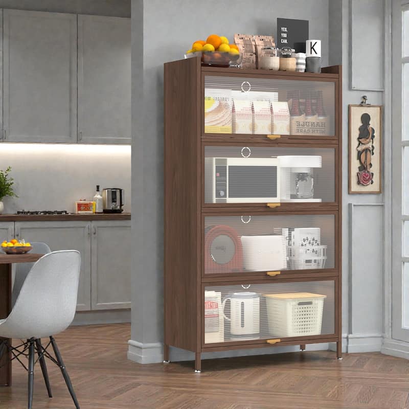 57'' Tall Metal Storage Cabinet with 4 Flip Doors, Steel Organizer with Large Capacity