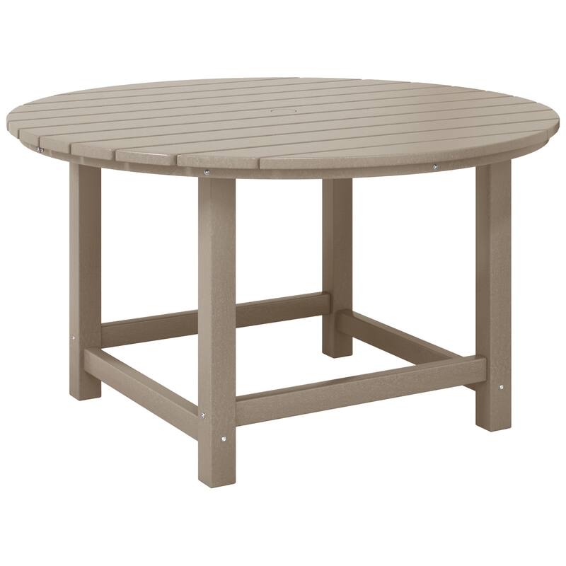 Polytrends Laguna Kids Outdoor 38" Round Poly Dining Table for Children - Weathered Wood