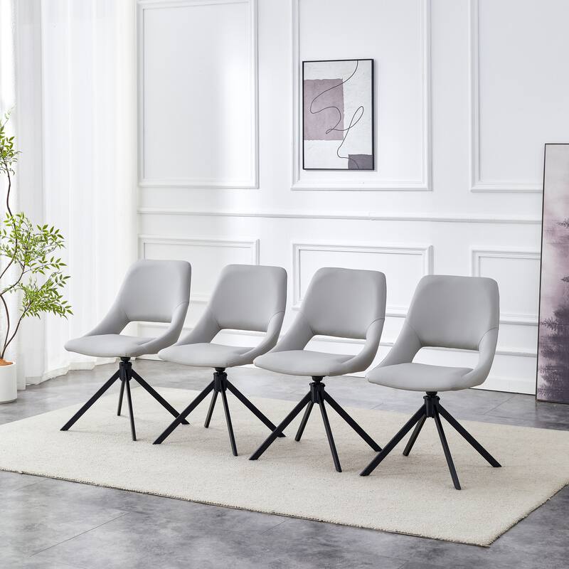 Comfortable Swivel Dining Chairs Set of 4, Metal Kitchen Chairs with GoldMesh Scratch-Resistant Leather and High Back