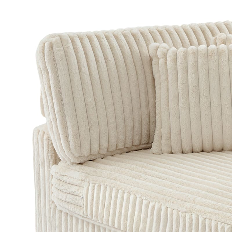 Plush Corduroy Chaise Armchair Modular Lounge Sectional Corner Sofa