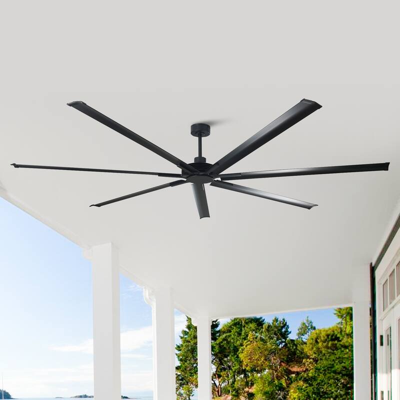 84" Industrial Aluminum Warehouse Black Extra Large Ceiling Fan with Remote