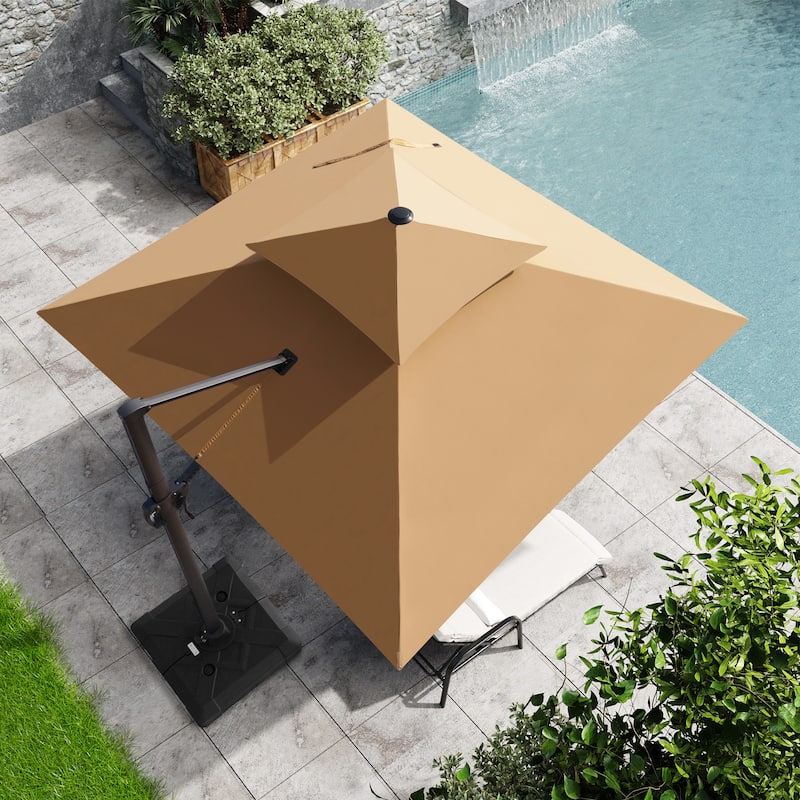Pellebant 10 ft Square Patio Cantilever-Offset Umbrella 360 Degree Rotation