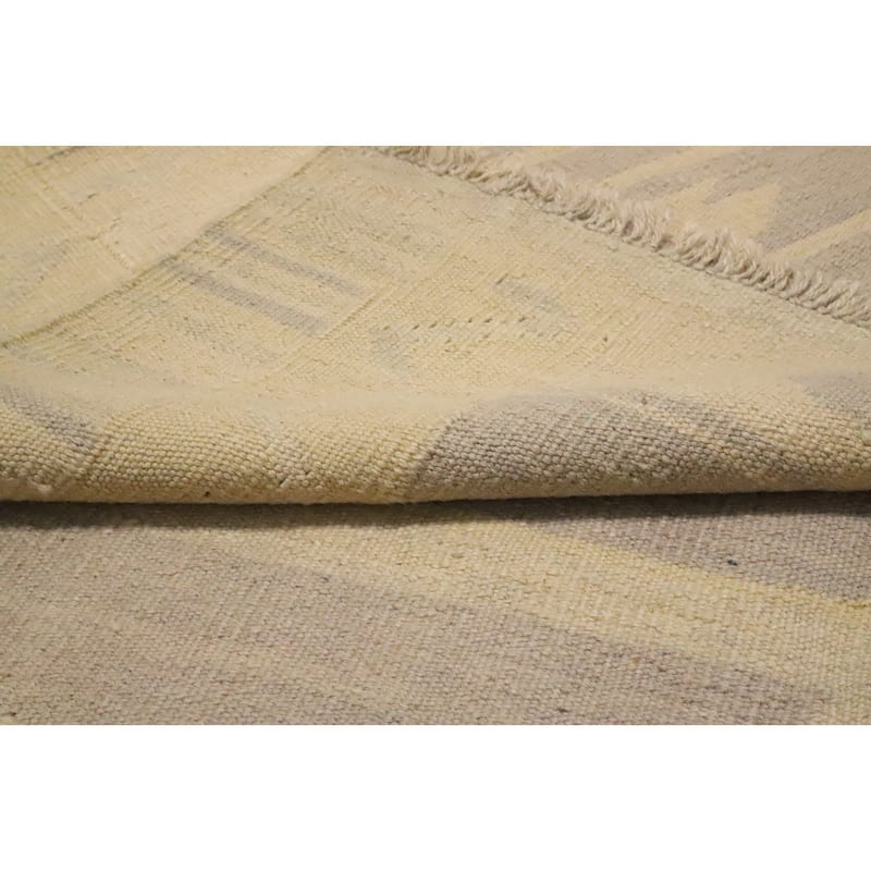 Hand Woven Oriental 100% Wool Carpet Southwestern Tribal Beige & Ivories Kilim Area Rug - 7' 10'' X 4' 9''